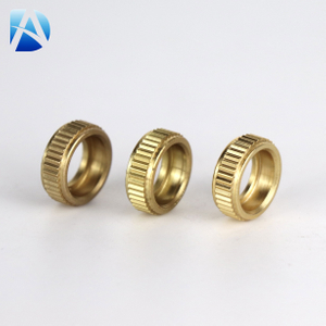 CNC Turning Service Precision Machined Brass Round Nuts with Knurled Metal Threaded Inserts