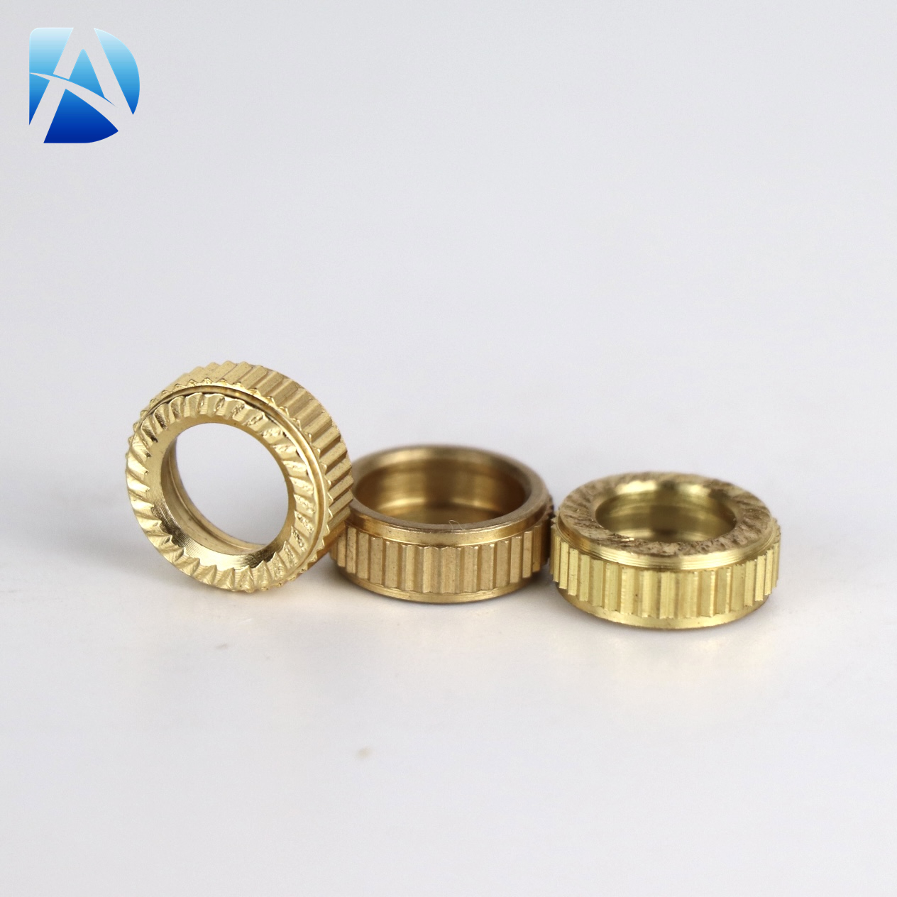 CNC Turning Service for Machined Brass Round Nuts with Knurled Metal Brass Threaded Inserts
