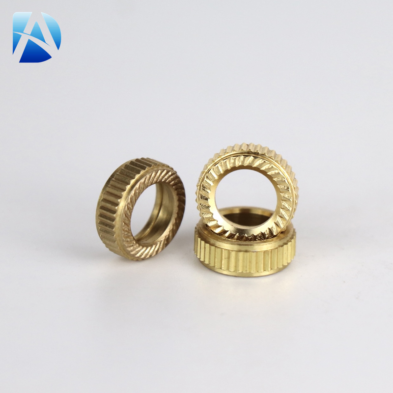 CNC Turning Service for Machined Brass Round Nuts with Knurled Metal Brass Threaded Inserts